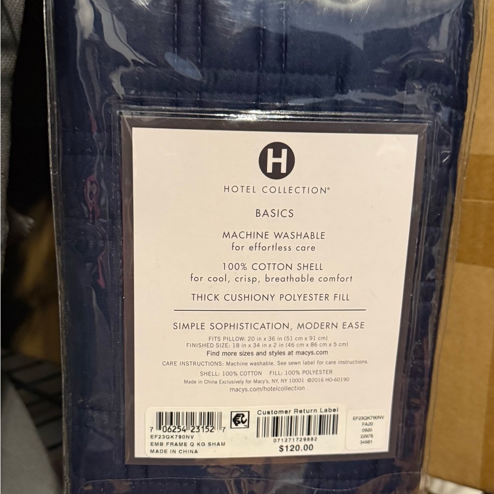 Hotel Collection Basics Dark Blue Pillow Sham 
Set of Two